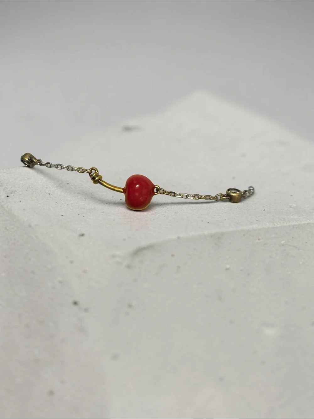 NWT Marc Jacobs Cherry Bracelet Silver Gold Red Crystal Box $88